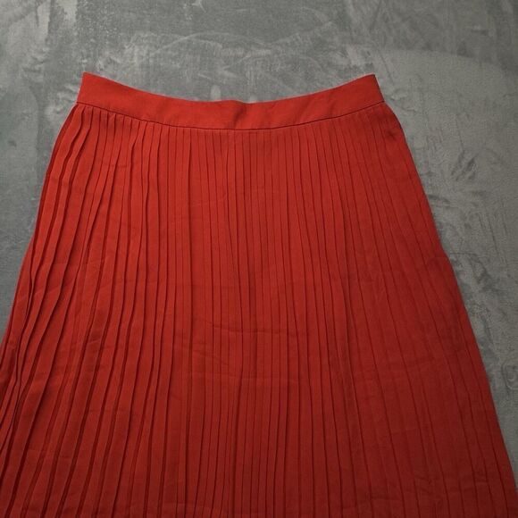 J. Crew Skirt Women’s Sz 18 Red Long Pleated Holiday City Family Photo Modest - Picture 5 of 14